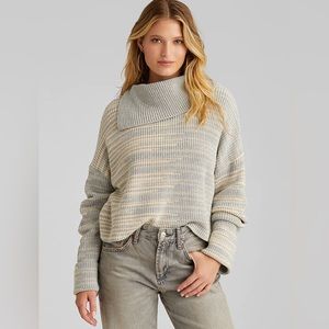 NWT NEW 525 AMERICA lily marl turtleneck in medium heather grey multi XS